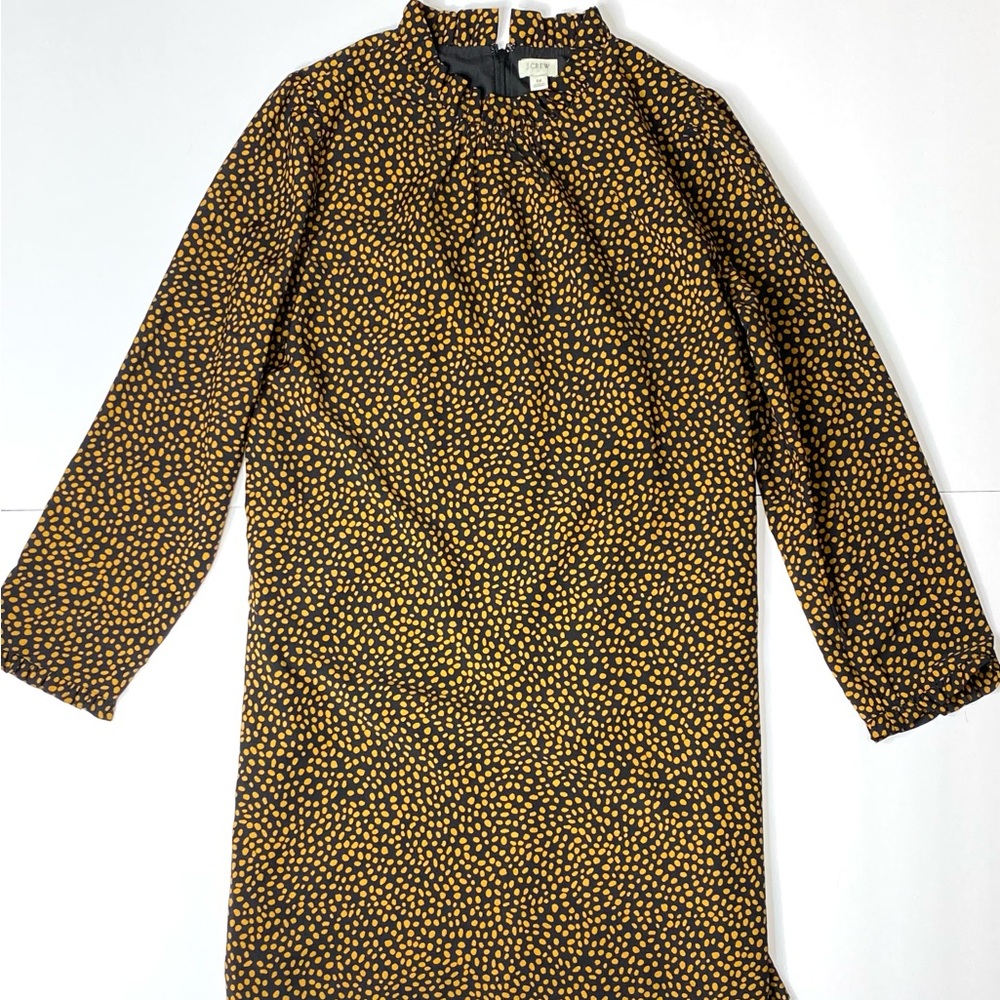 J. Crew Black and Gold Polka Dot Dress Size 14